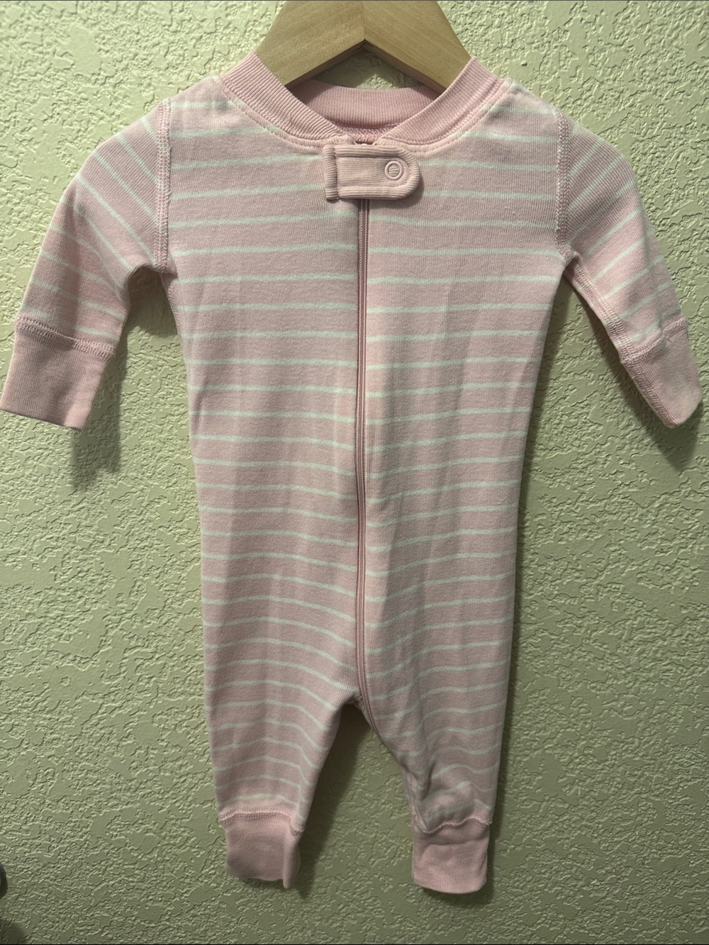Hanna Andersson Pink & White Striped Zip-Up Baby One-Piece